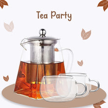 Load image into Gallery viewer, Tea Party | 2 Double Wall Cup + Glass Teapot
