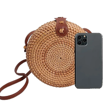 Load image into Gallery viewer, Round Woven Rattan Hollow Crossbody Bag-LOFA-Love for Arcade
