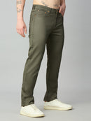 Men's stretch cotton blend straight fit trousers – right side profile
