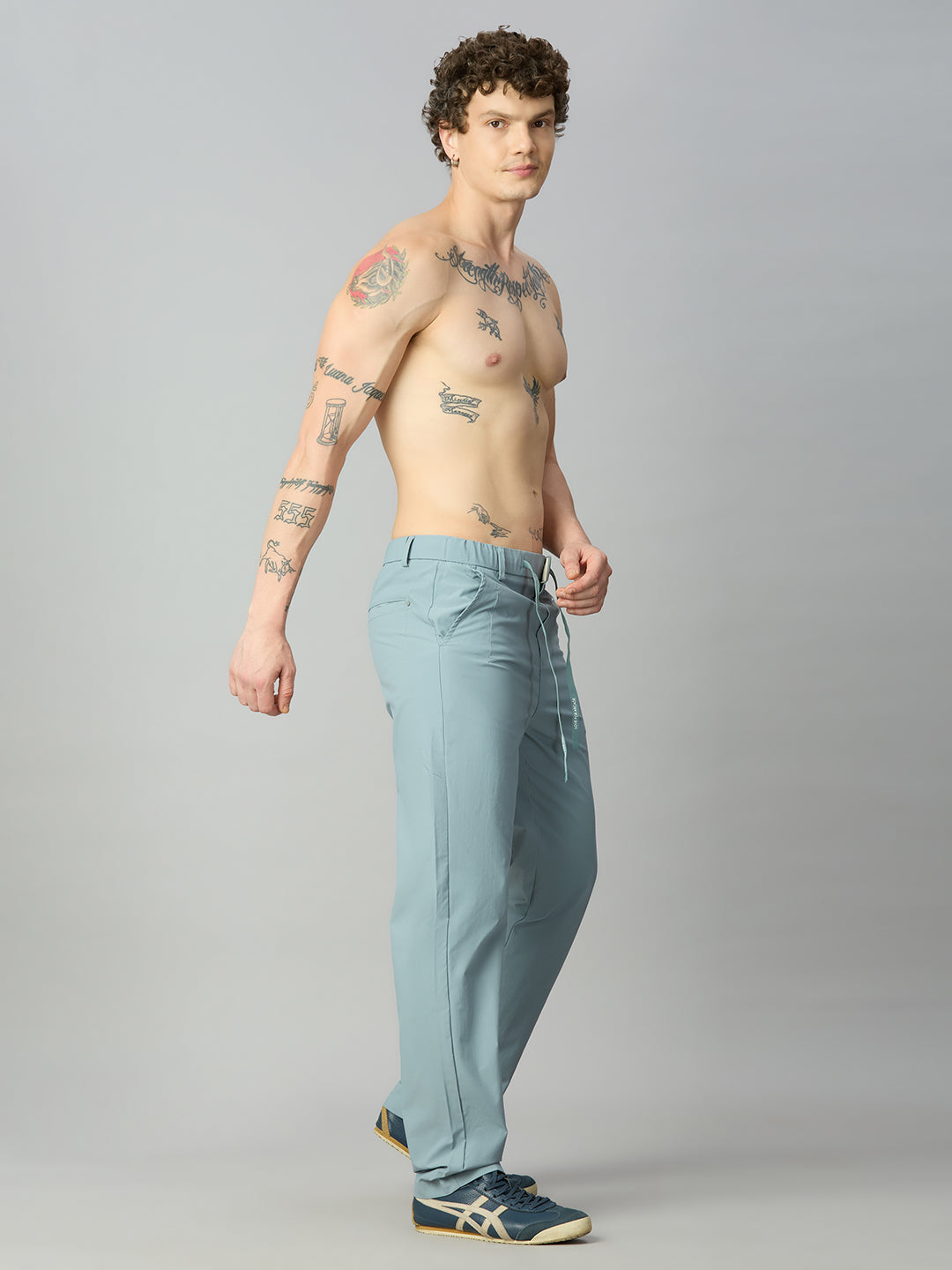 Aqua Blue Lightweight Comfort fit Smart Pant