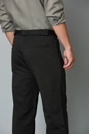 Men’s comfort fit formal trousers with stretch fabric –  detailed close up image 