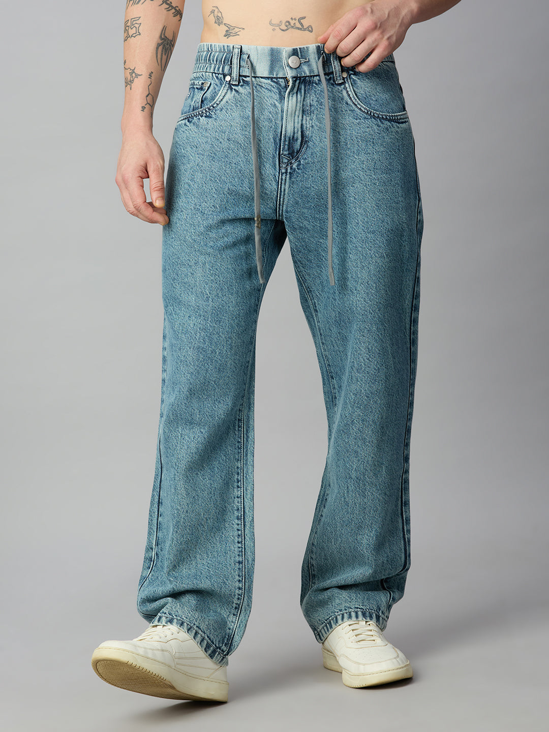 Baggy Light Blue Washed Denim Jeans