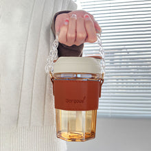 Load image into Gallery viewer, Portable cups glass with chain and sleeve
