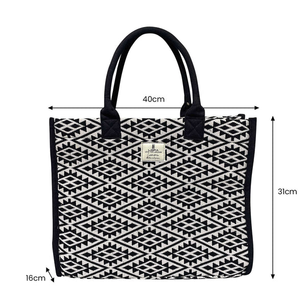 Jacquard Canvas Tote Bag | Geometric