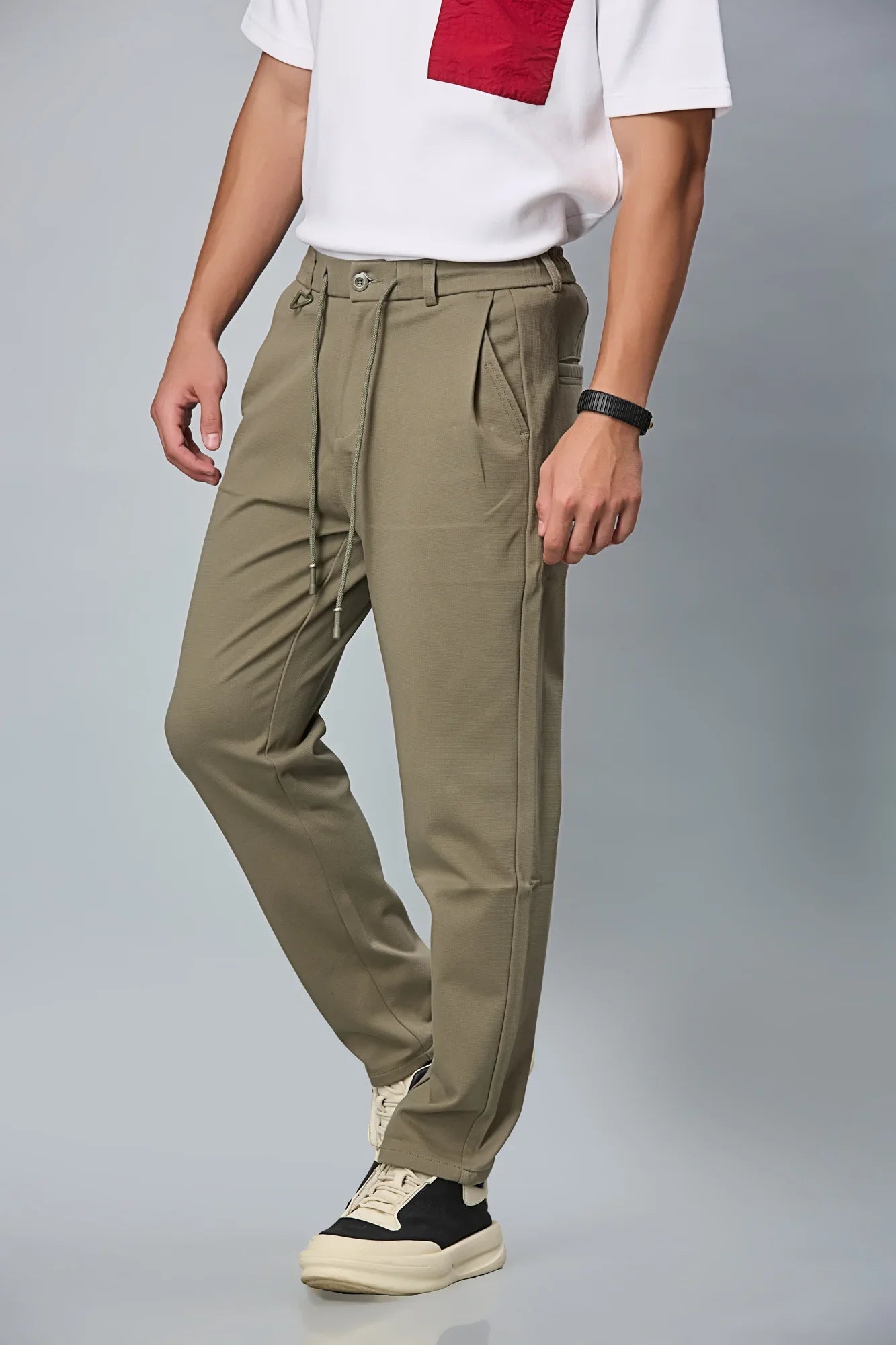 Relax Fit Mehendi Green Casual Trousers
