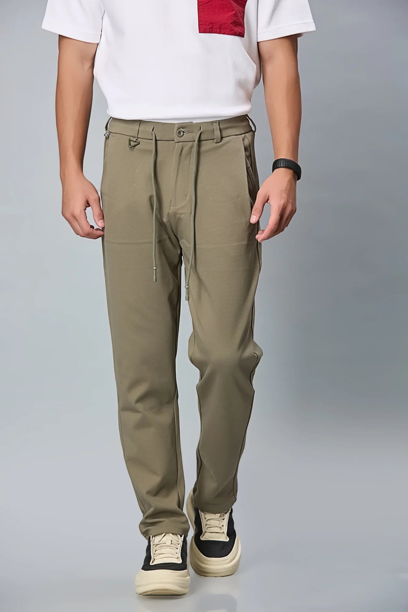 Relax Fit Mehendi Green Casual Trousers