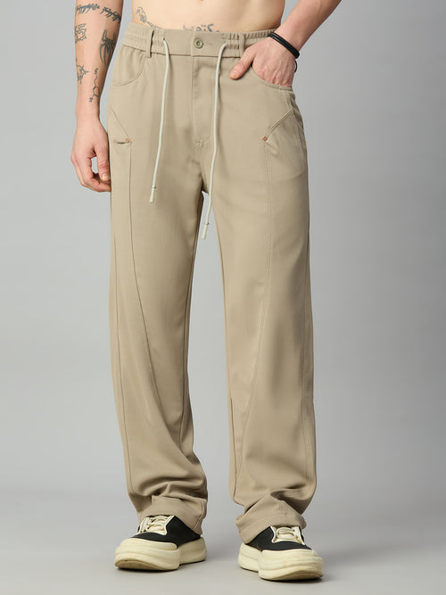 Khaki Relaxed Fit Highly Comfortable Smart Pant