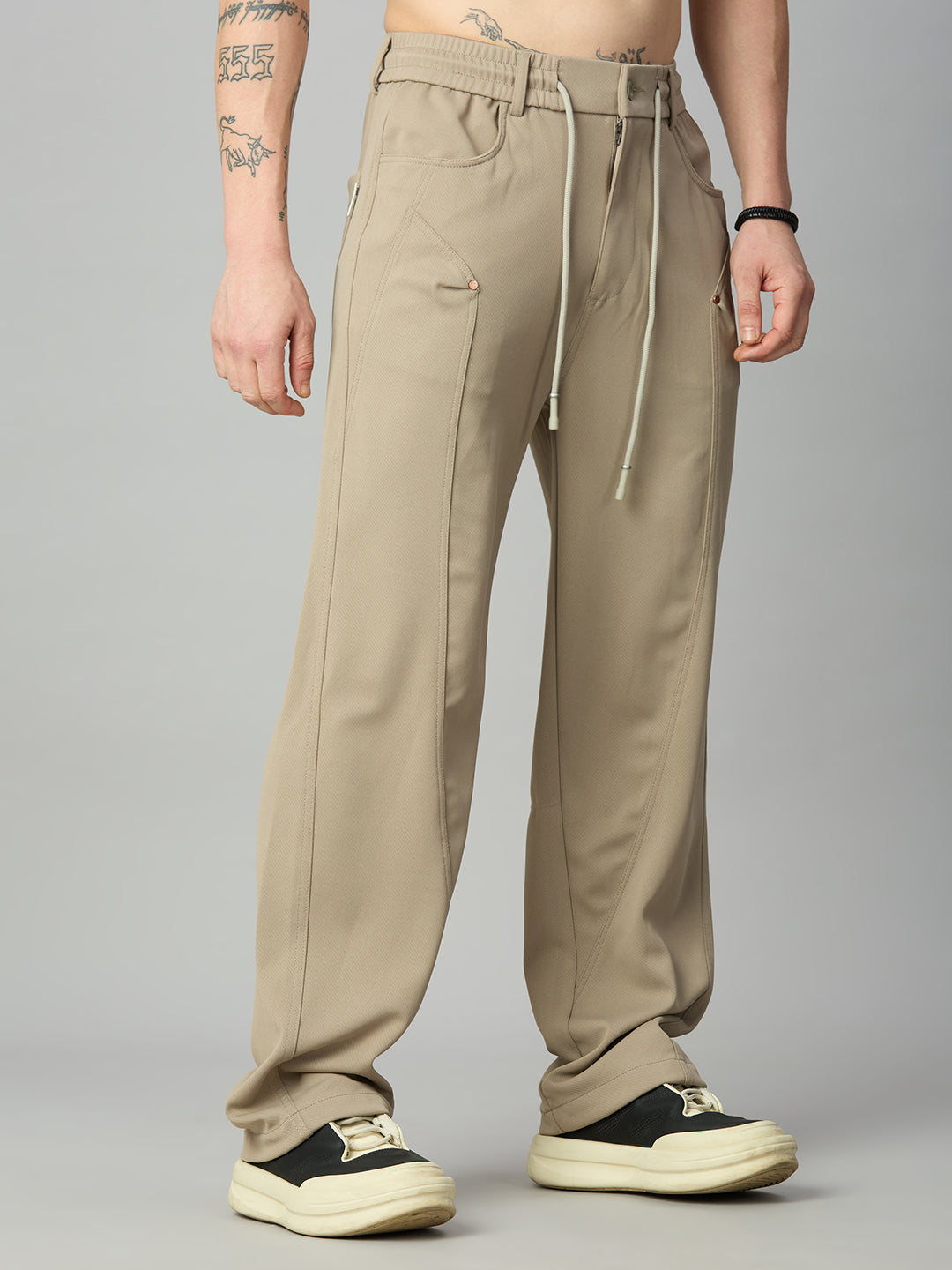 Khaki Relaxed Fit Highly Comfortable Smart Pant