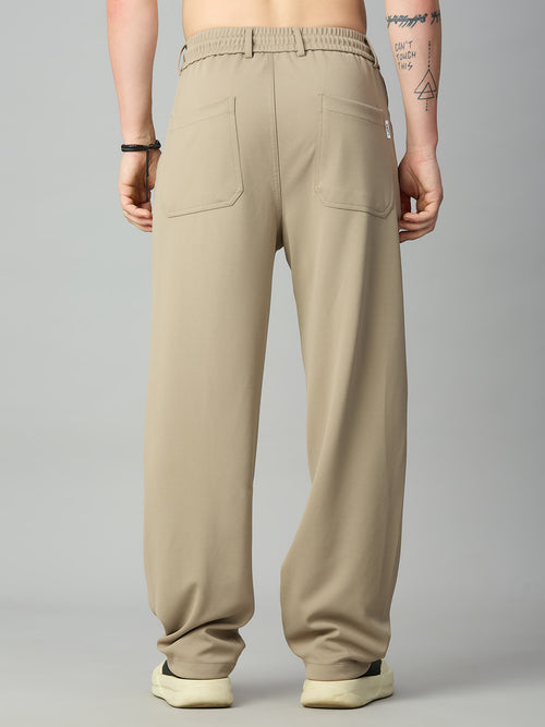 Khaki Relaxed Fit Highly Comfortable Smart Pant