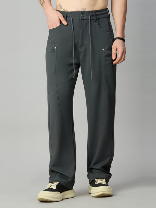 Grey Relaxed Fit Highly Comfortable Smart Pant