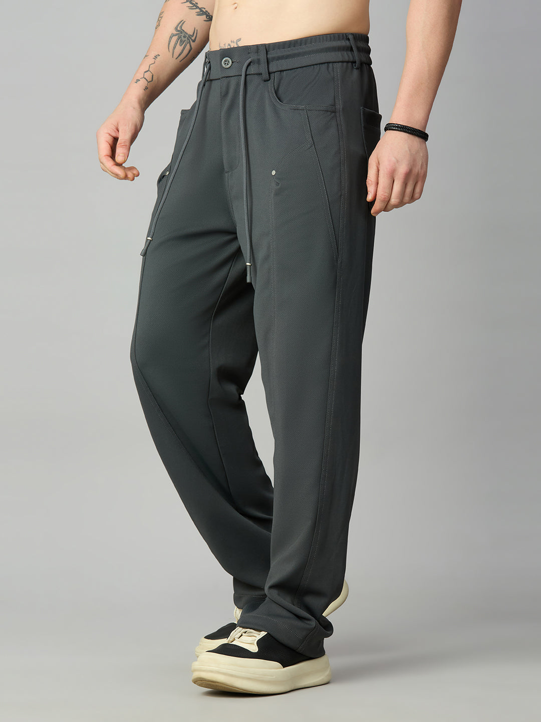 Grey Relaxed Fit Highly Comfortable Smart Pant