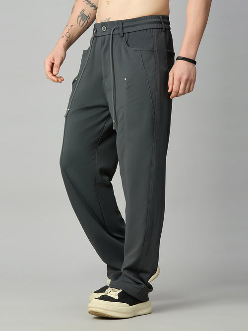 Grey Relaxed Fit Highly Comfortable Smart Pant