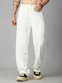 White Relaxed Fit Highly Comfortable Smart Pant