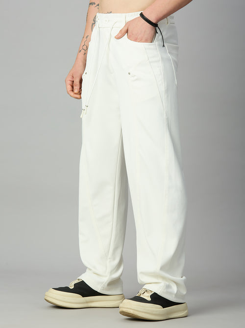 White Relaxed Fit Highly Comfortable Smart Pant