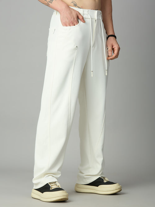 White Relaxed Fit Highly Comfortable Smart Pant