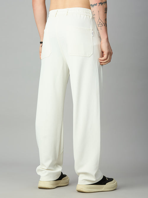 White Relaxed Fit Highly Comfortable Smart Pant