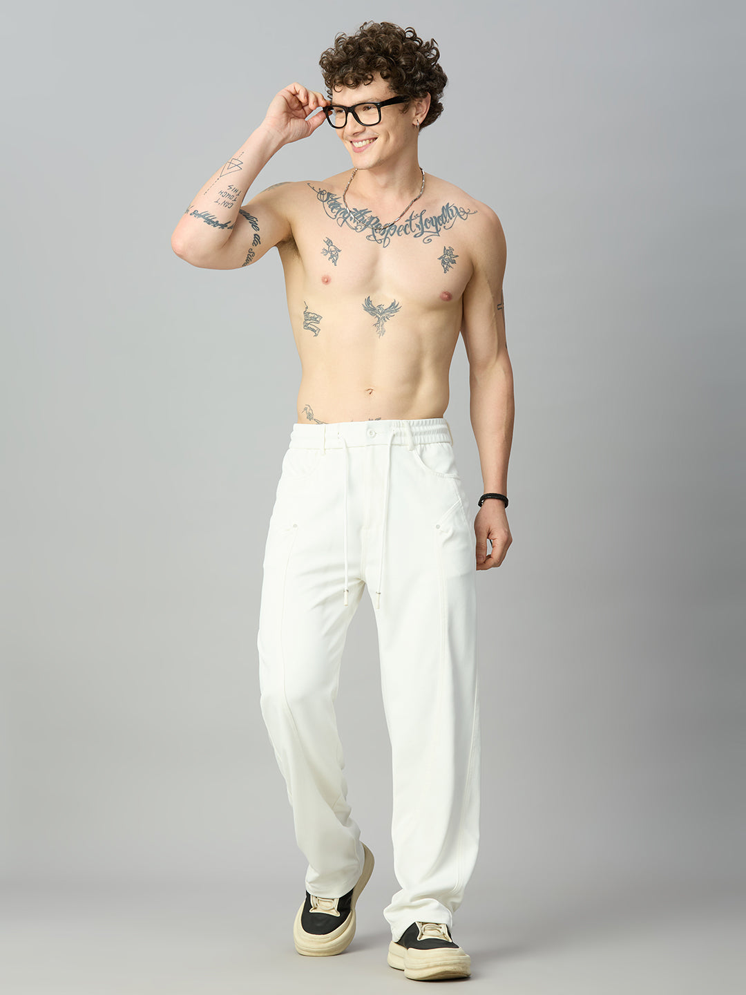 White Relaxed Fit Highly Comfortable Smart Pant
