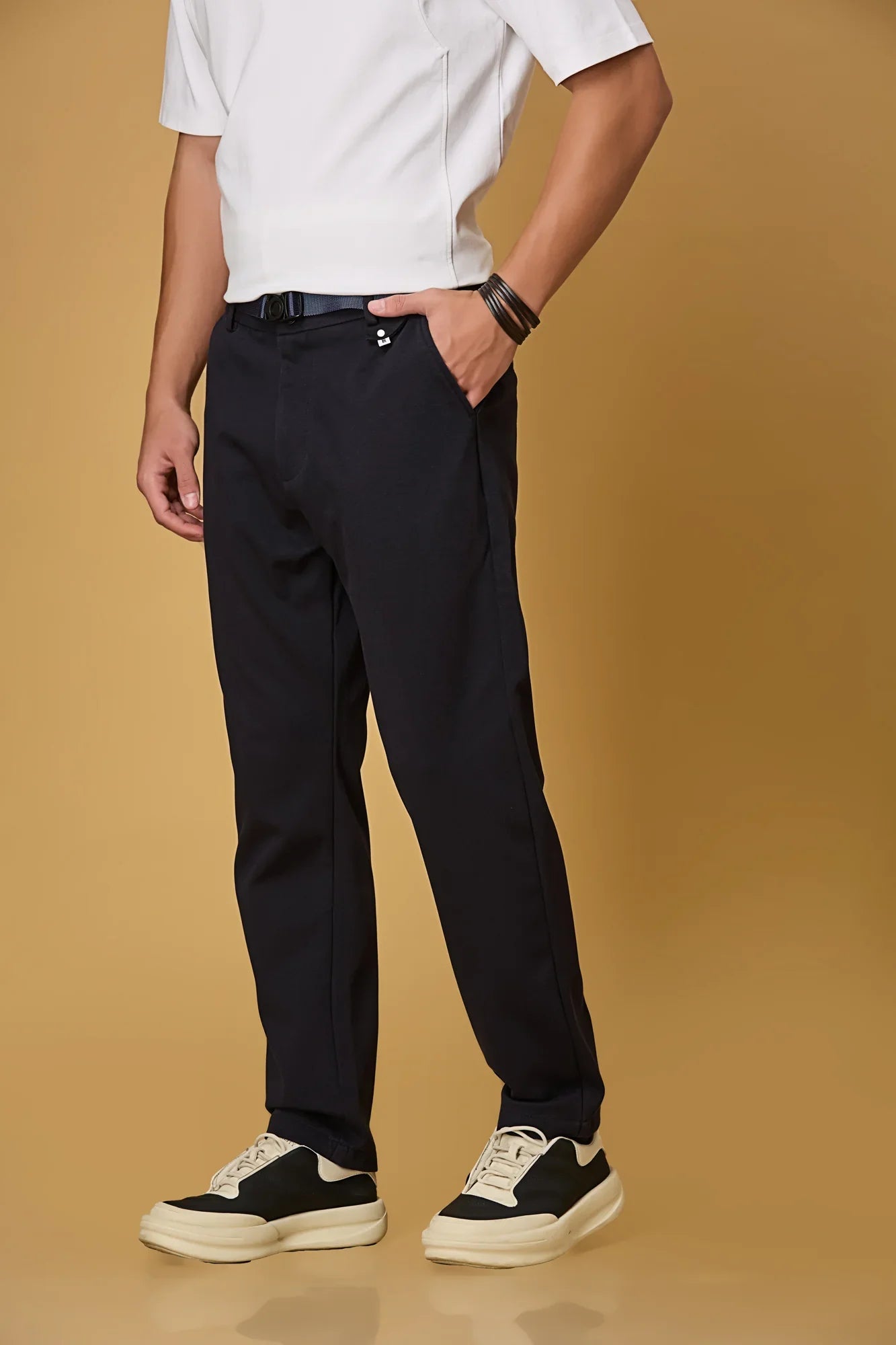 Straight Fit Stretch Navy Blue Trouser