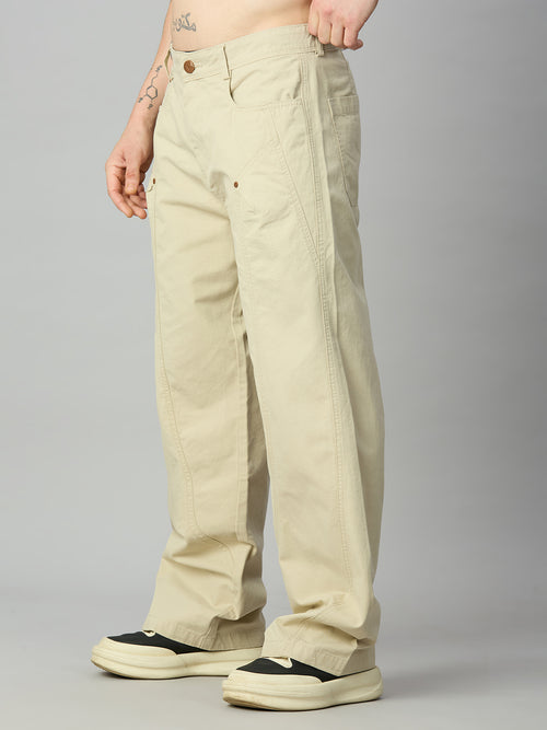Khaki Baggy Designer Smart Pant