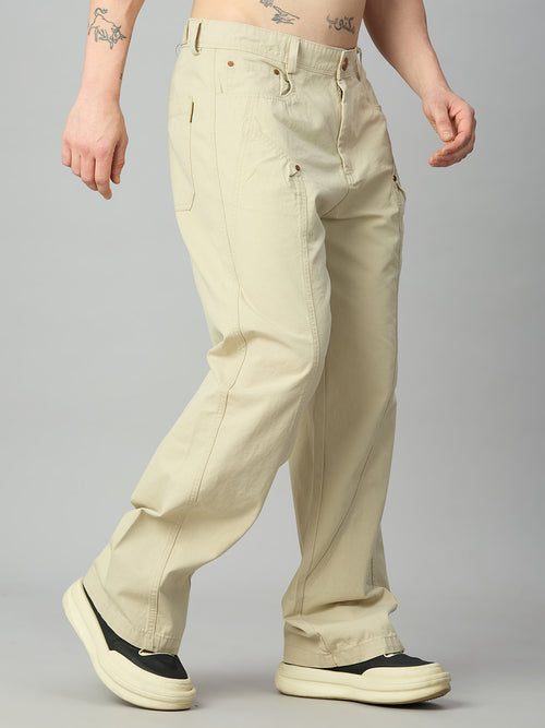 Khaki Baggy Designer Smart Pant