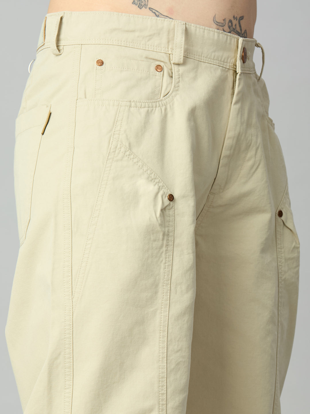 Khaki Baggy Designer Smart Pant