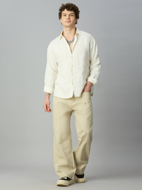 Khaki Baggy Designer Smart Pant