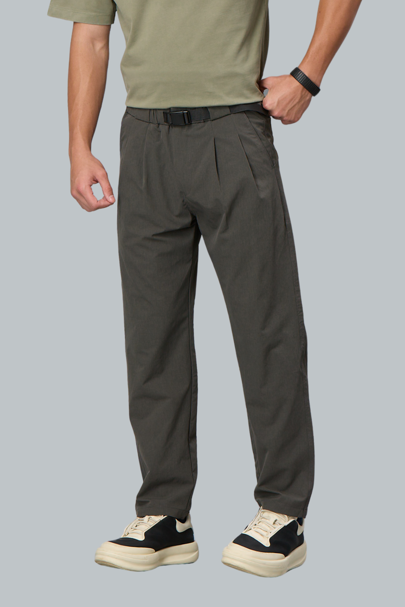 Comfort Fit Grey Casual Trousers