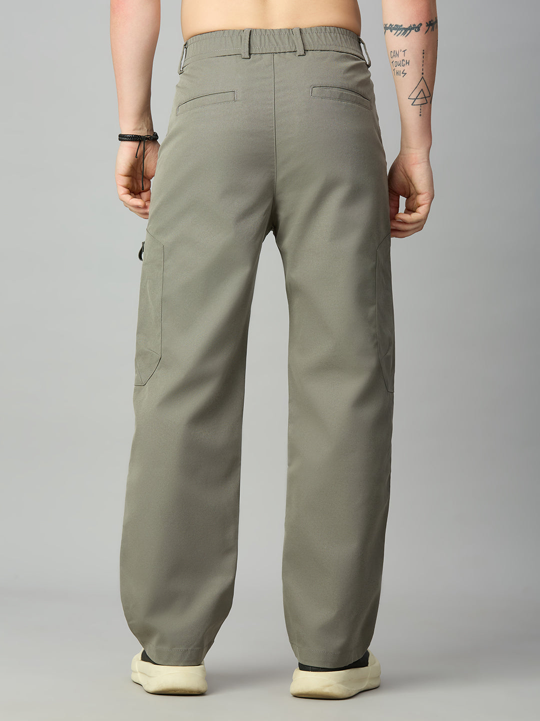 Men's relaxed fit Tencel cargo pants with premium drape and comfortable silhouette – back view