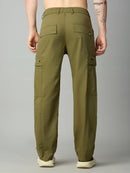 Men's comfort fit Tencel cargo pants with elastic waistband and clean back design