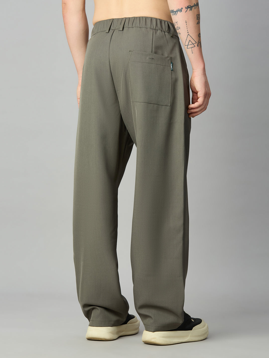 Men's baggy Tencel trousers back view