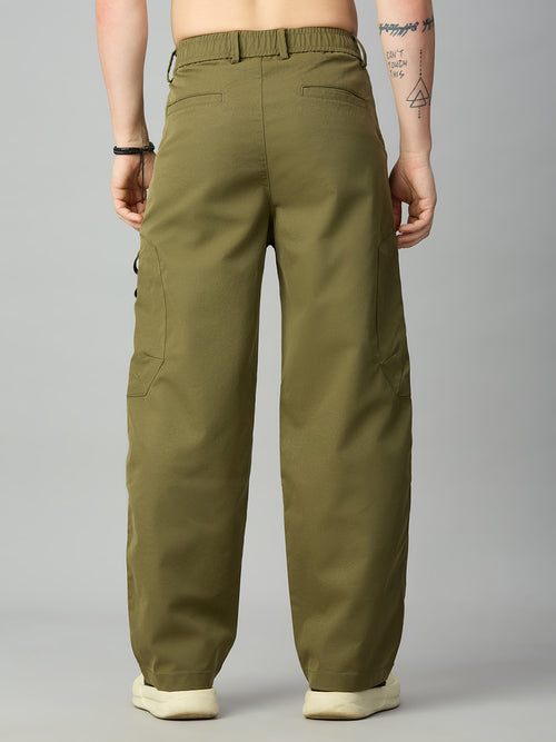 Men's relaxed fit Tencel cargo pants with premium drape and comfortable silhouette – back view
