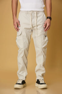 Casual Fit Beige Cargo Pants