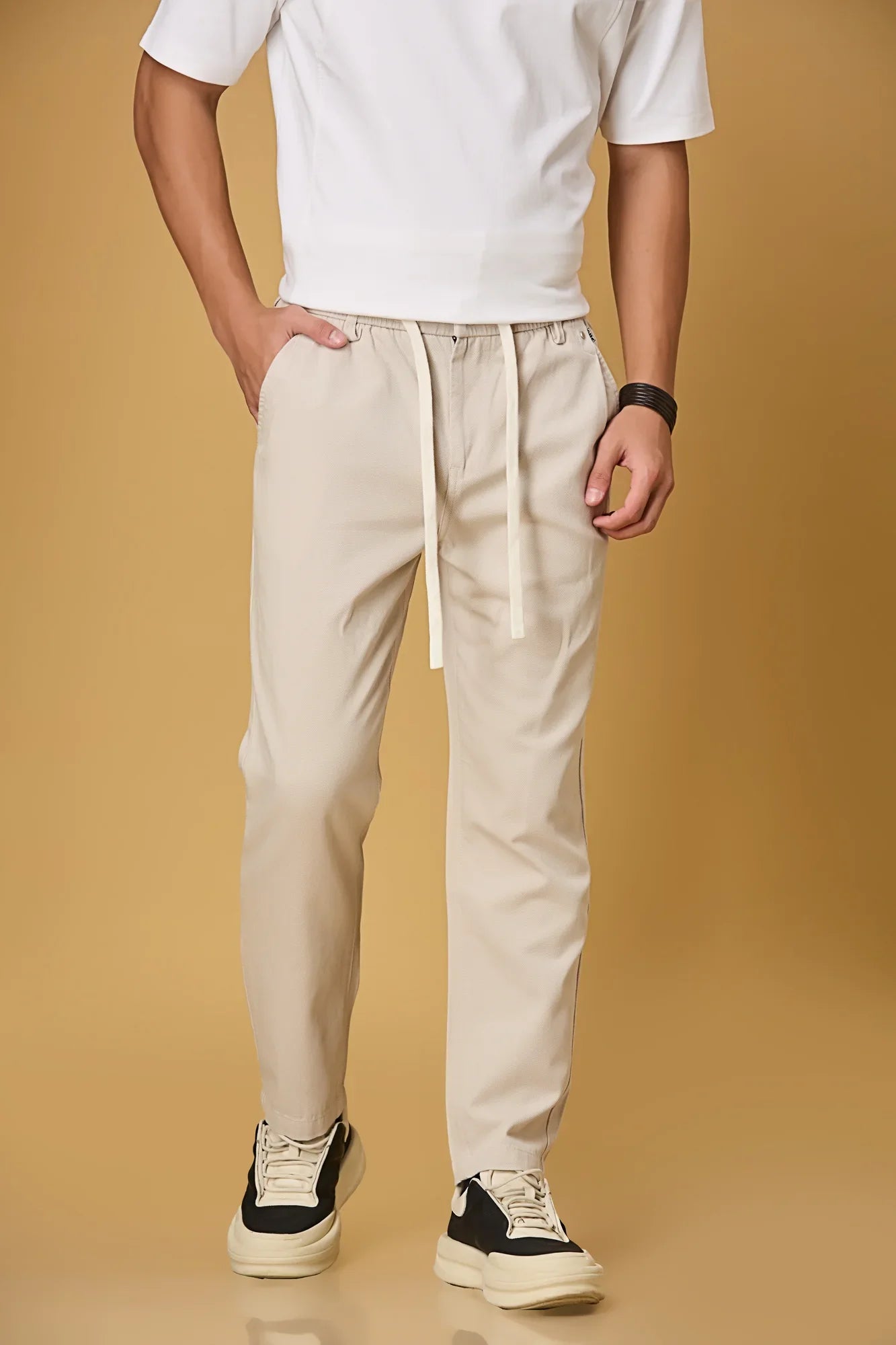 Comfort Fit Beige Trousers