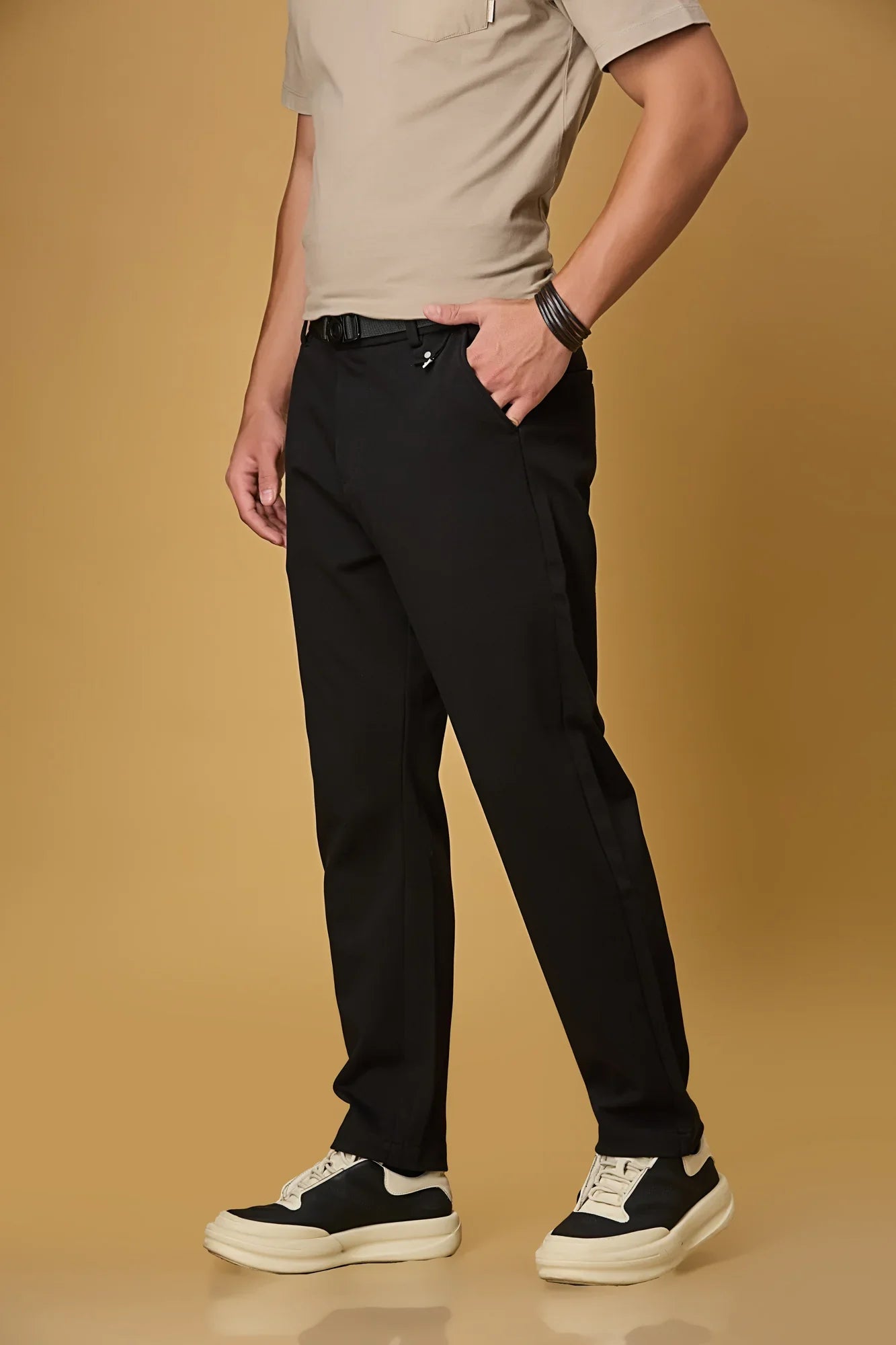 Straight Fit Stretch Black Trouser