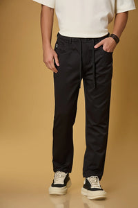 Comfort Fit Black Casual Trousers