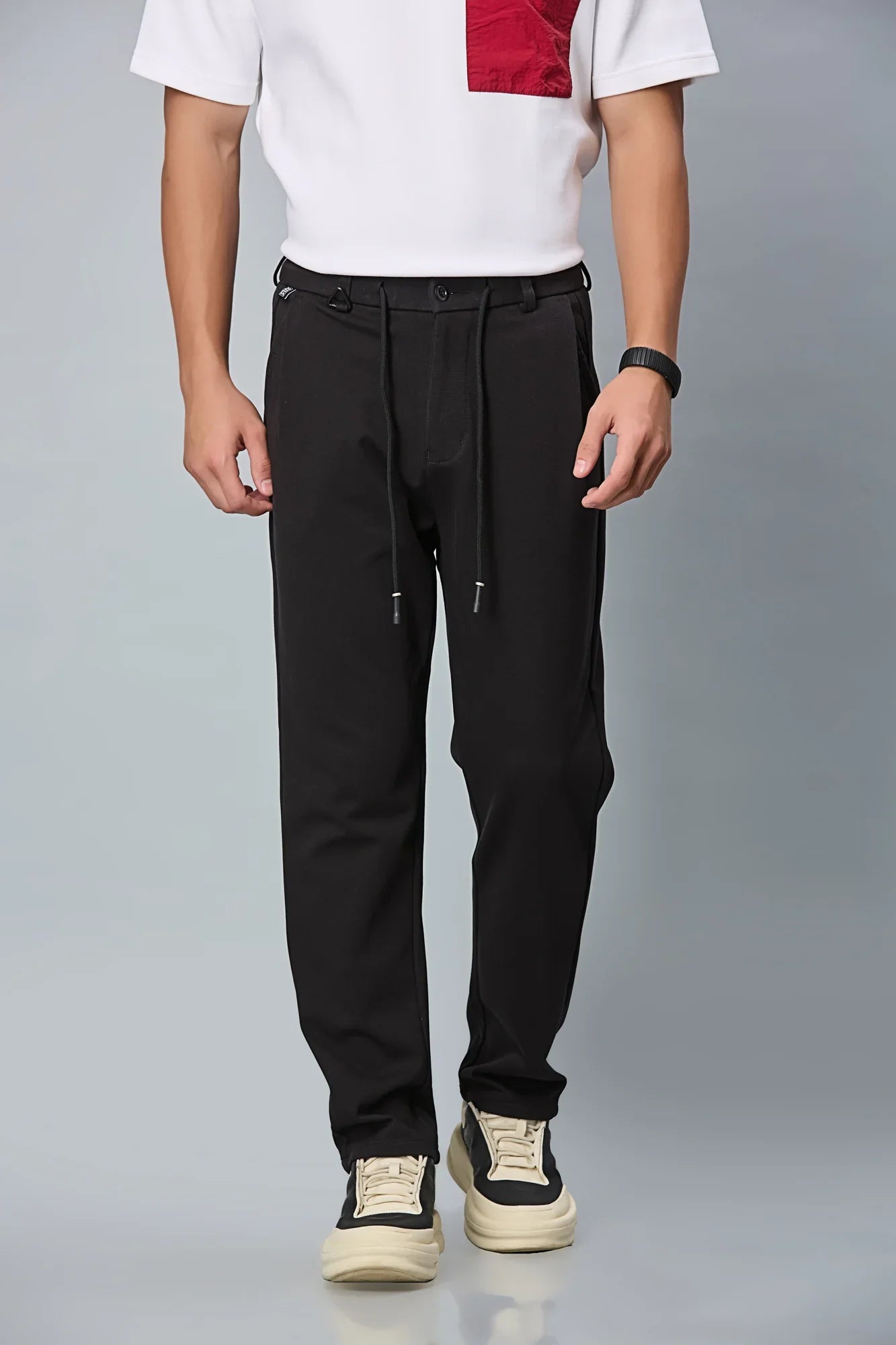 Relax Fit Black Casual Trousers