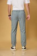Men’s Aqua Blue trousers back view – soft Tencel-cotton blend fabric.