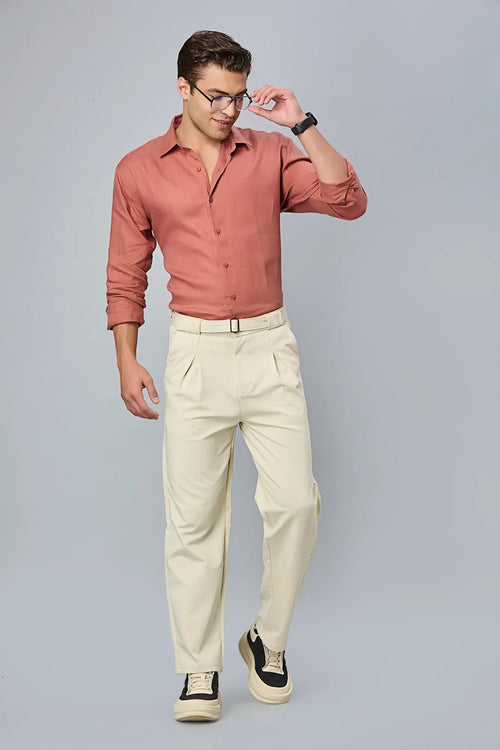 Men’s comfort fit smart casual trousers with stretch fabric – office wear look