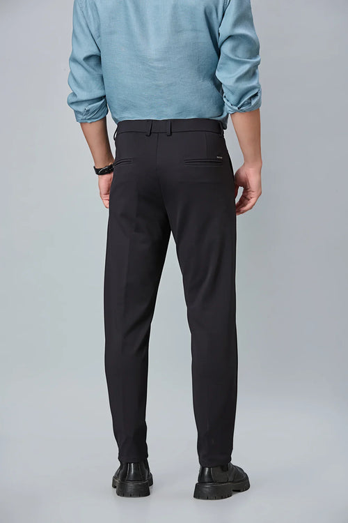 Back view of men’s stretchable formal trousers – clean tailored finish and structured fit by LOFA.