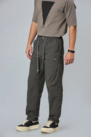 Side View of LOFA Dark Grey Comfort Fit Trousers with Waist String