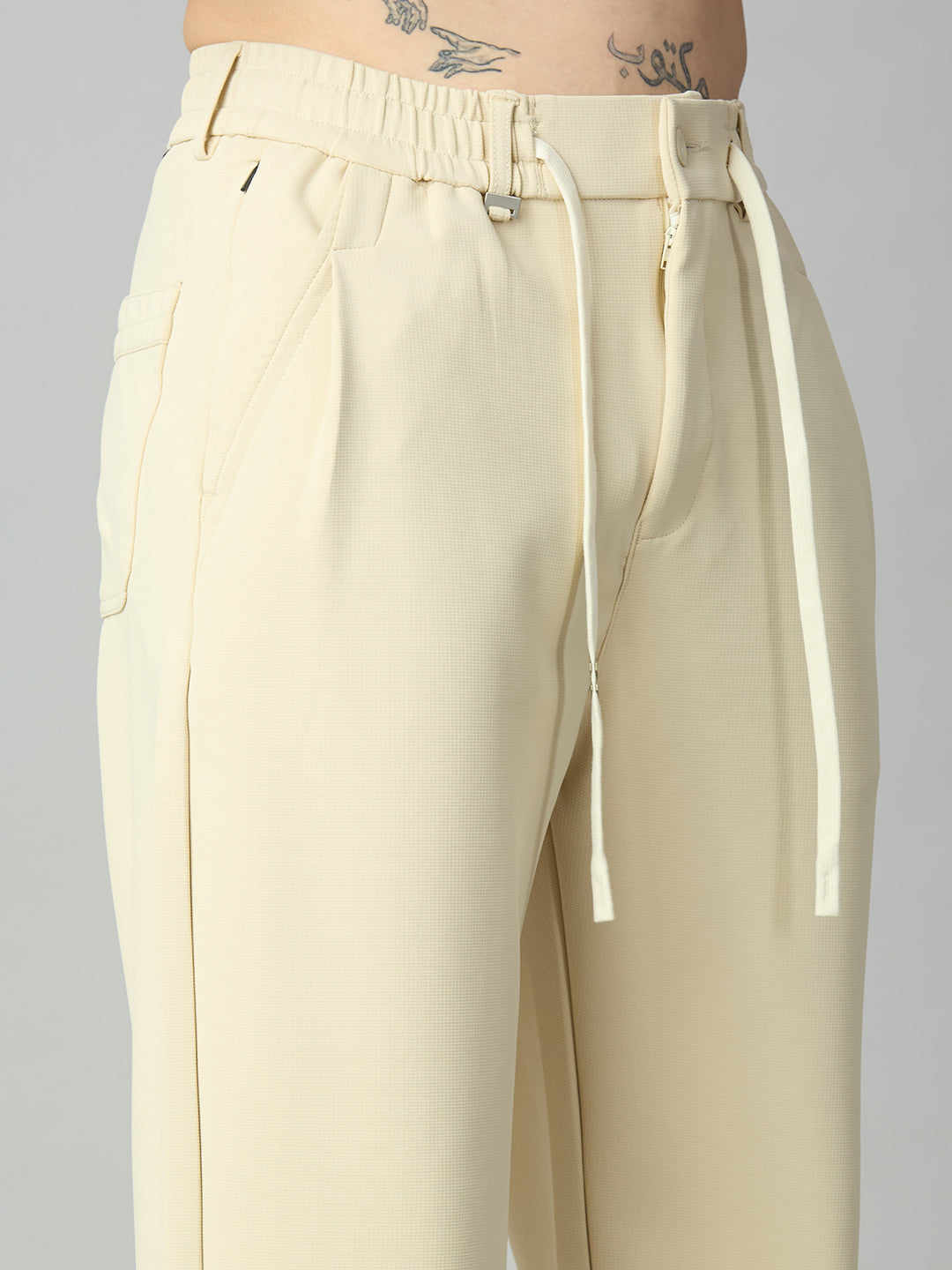 Beige Relaxed fit Stretch smart pant