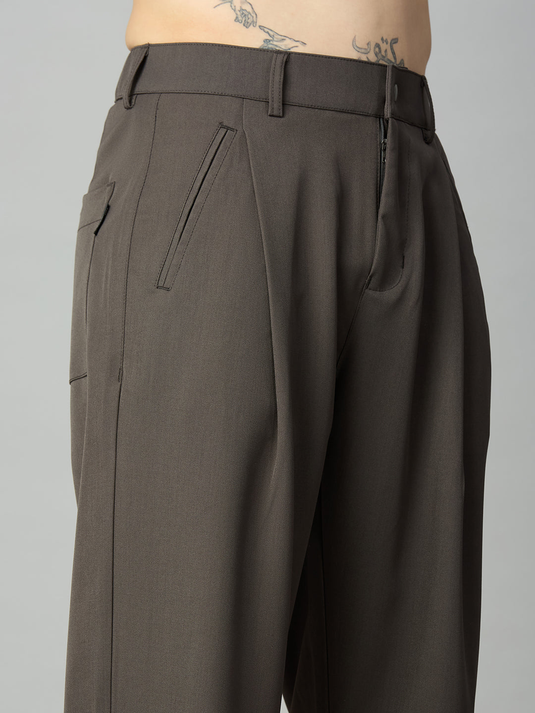 Dark Grey Korean Fit Baggy Smart Pant