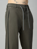 Close-up of contrast side stripe detailing on premium cotton-Tencel smart pants