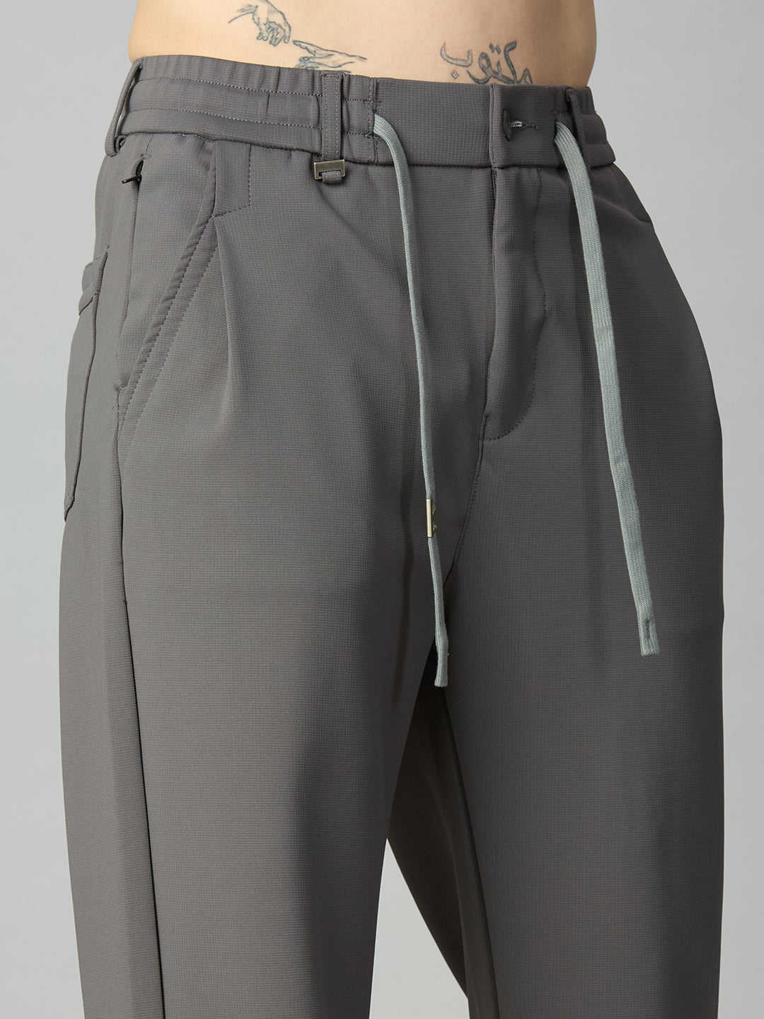 Grey Relaxed fit Stretch smart pant