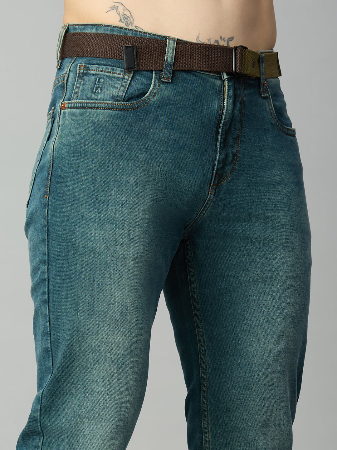 Light Blue-Green Straight Fit Denim Jeans