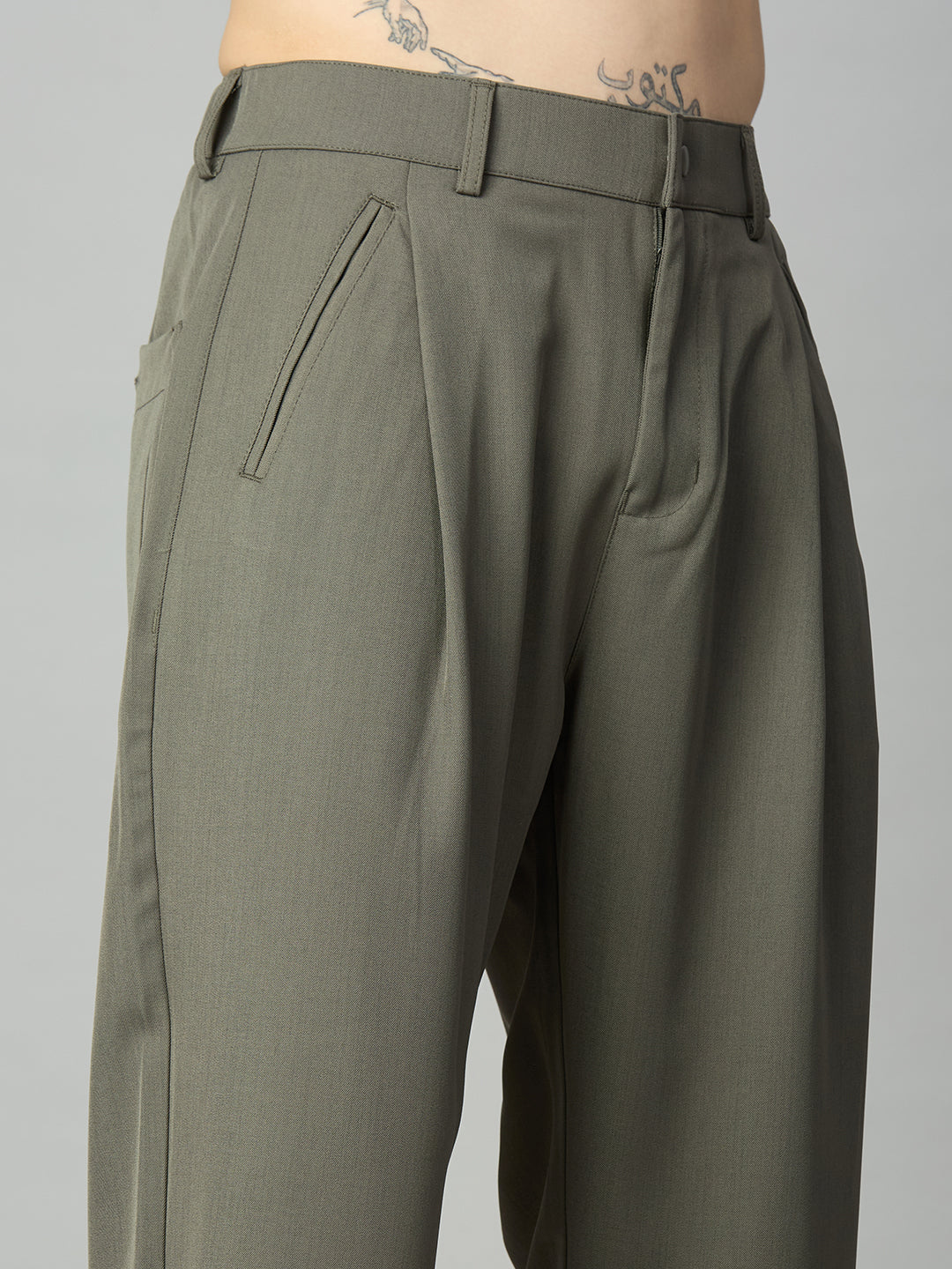 Light Green Korean Fit Baggy Smart Pant