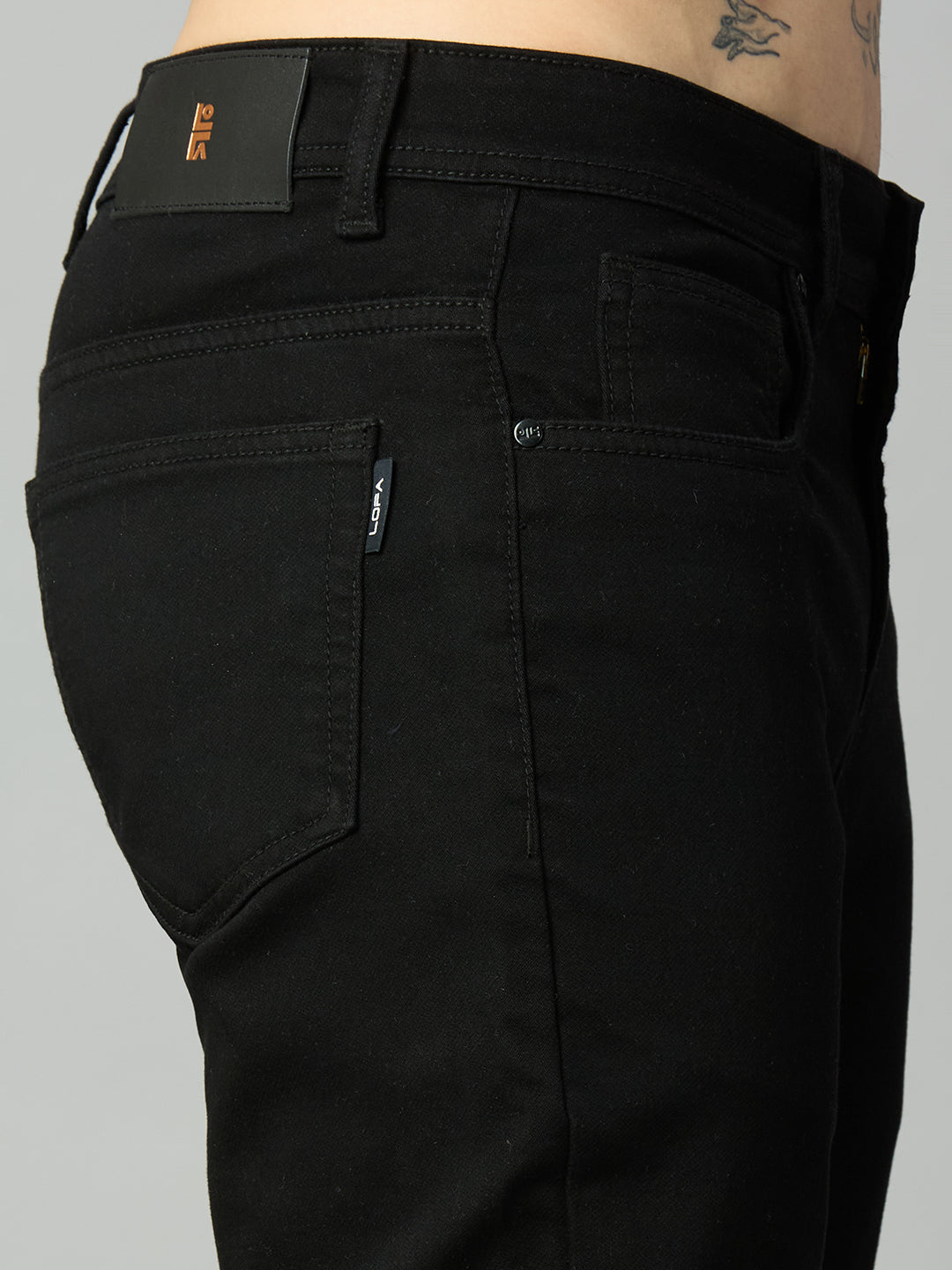 Pitch Black Straight Fit Stretch Denim Jeans