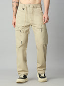 Men's Tencel comfort fit cargo pants with adjustable drawstring waistband – front view