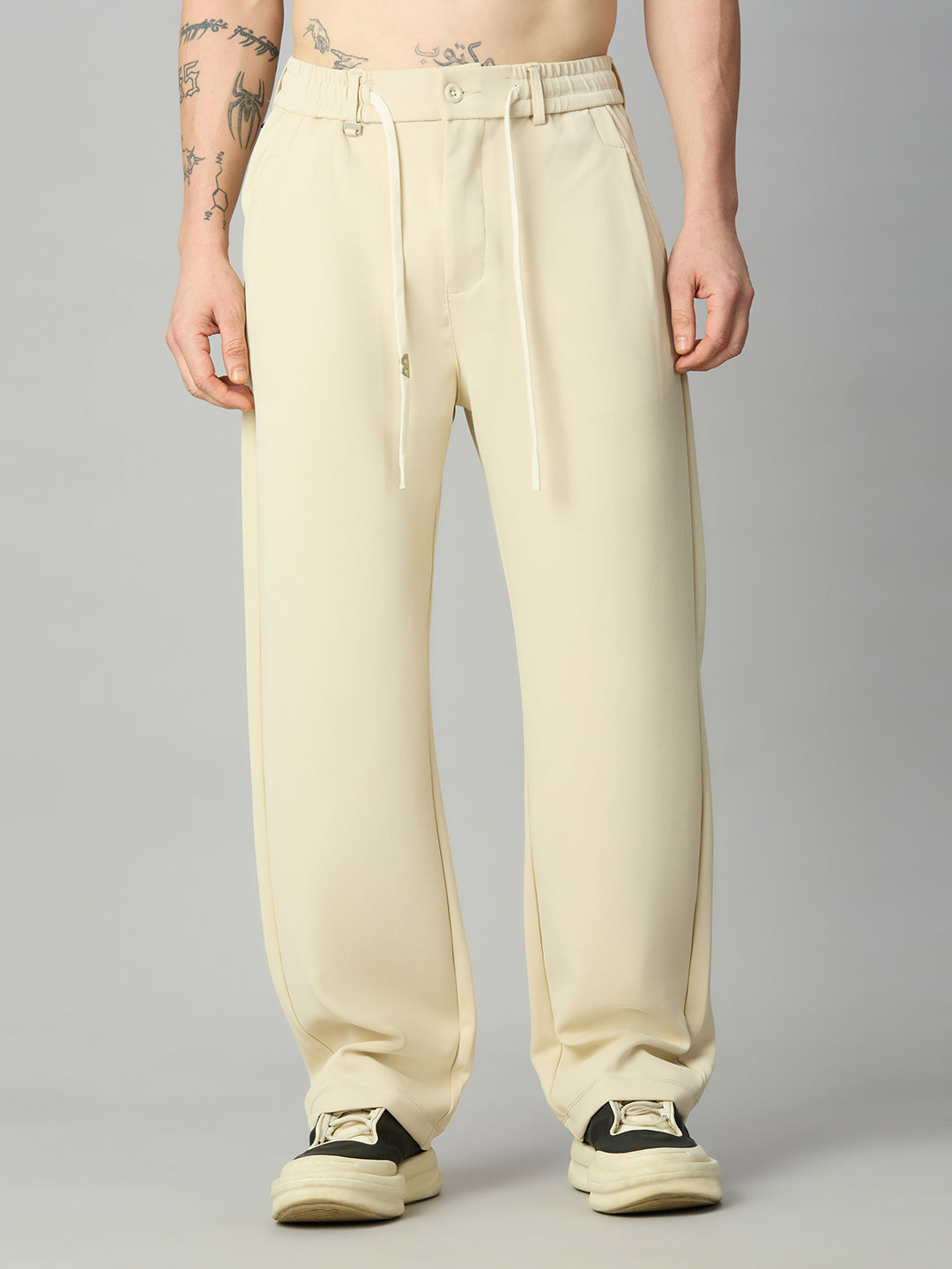 Beige Relaxed fit Stretch smart pant