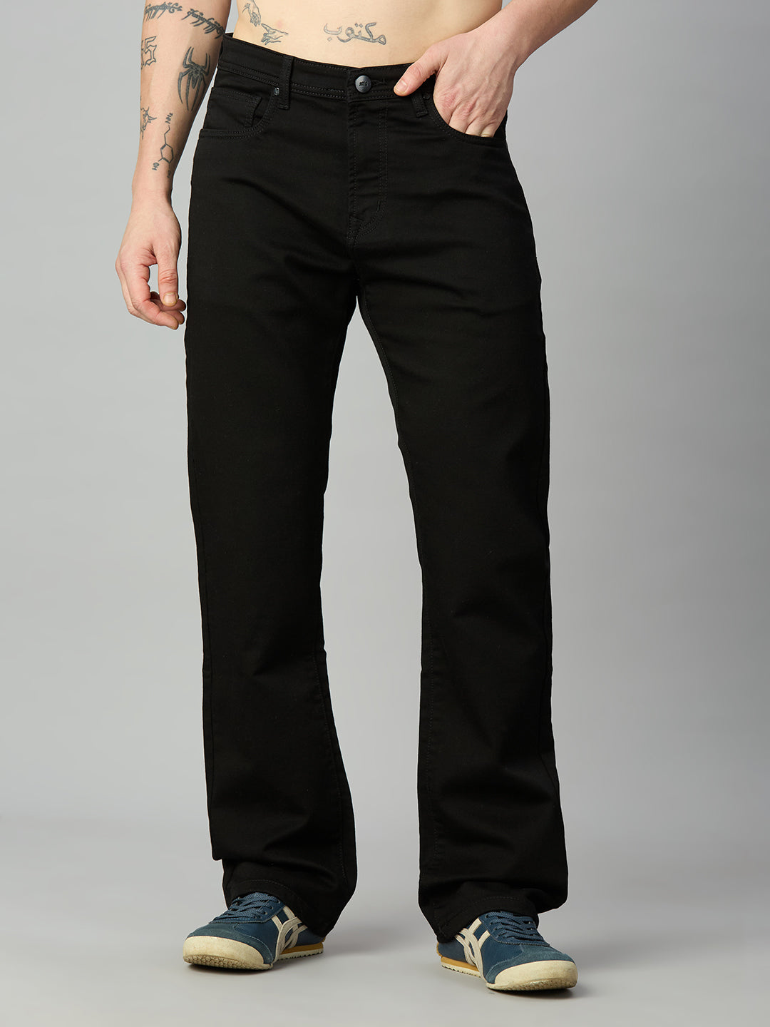 Black Straight Fit Stretch Denim Jeans